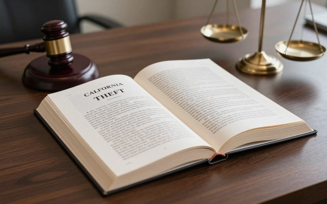 California Penal Code book open to theft crimes section
