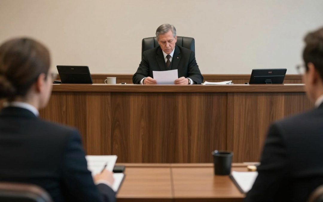 California courtroom with judge reviewing sentencing alternatives