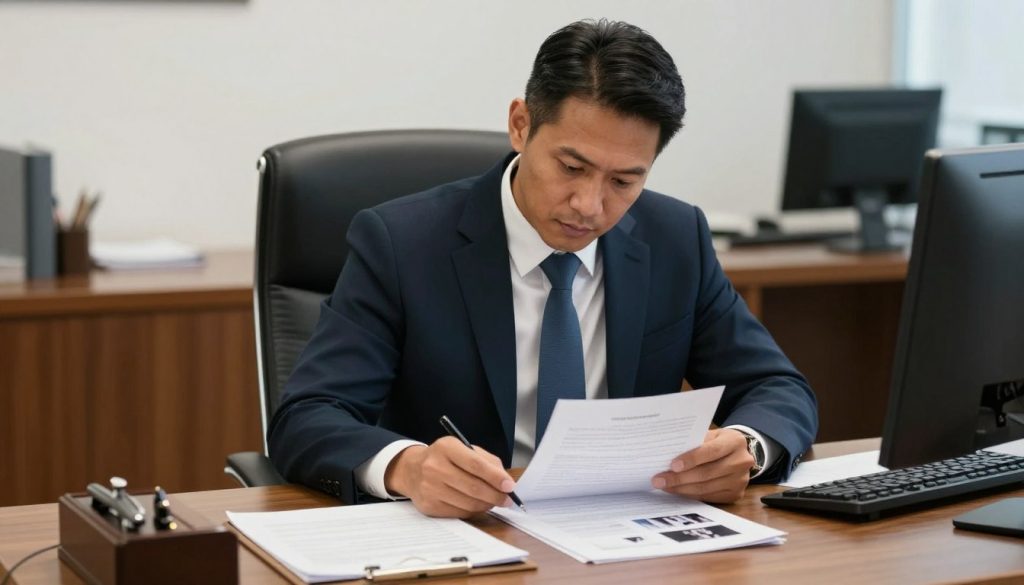 Defense attorney reviewing evidence in a weapon charges case