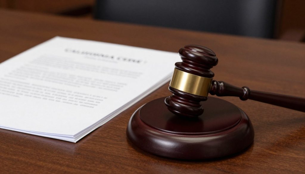 Judge's gavel and legal documents for property crime sentencing