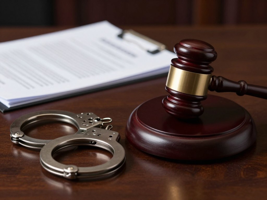 Judge's gavel next to handcuffs symbolizing the serious penalties for weapon charges