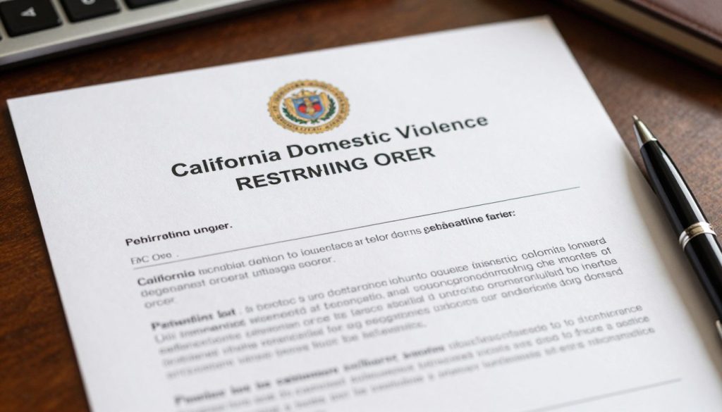Legal document showing a domestic violence restraining order