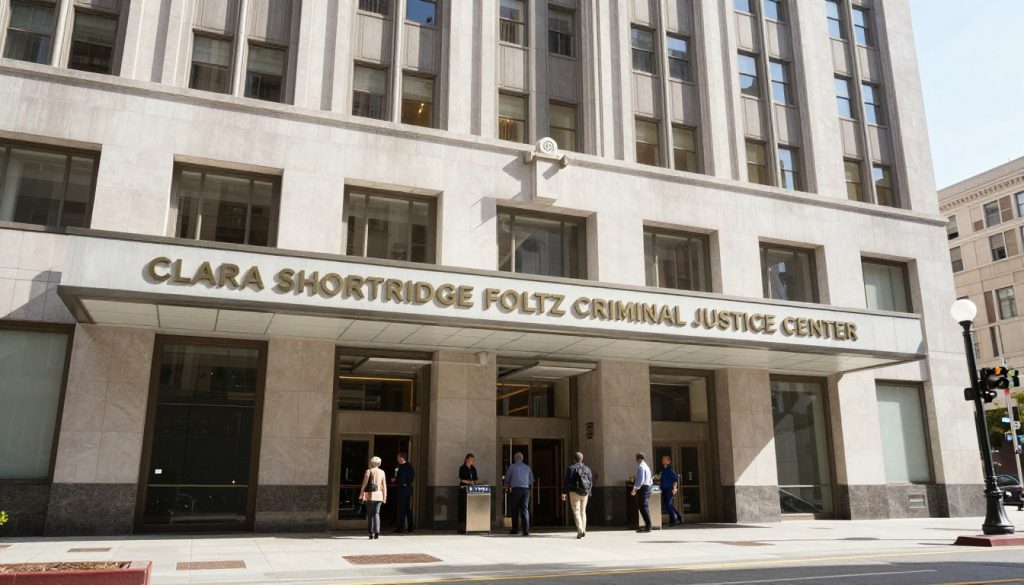 Los Angeles Criminal Courts Building where weapon charges are prosecuted