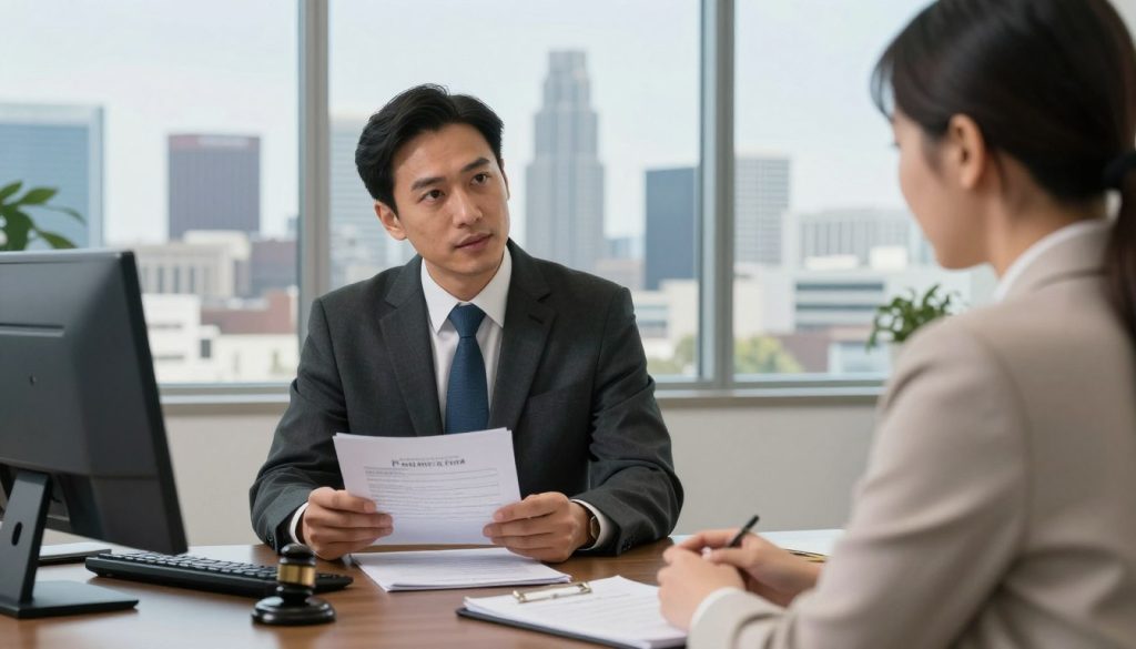 Los Angeles criminal defense attorney consulting with client