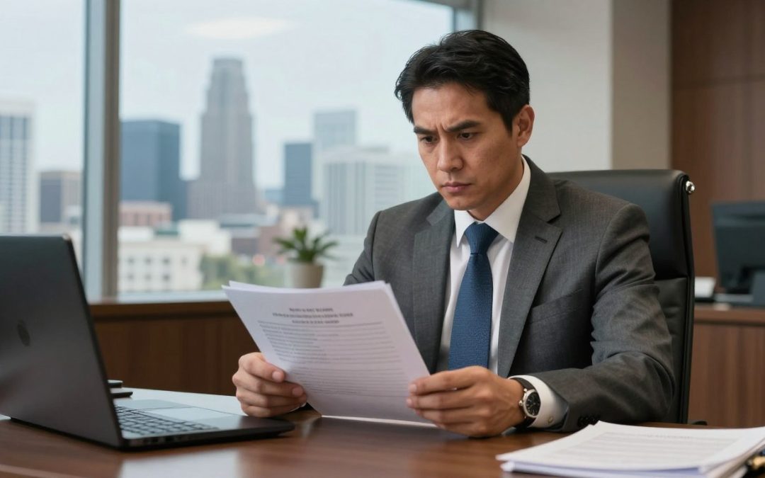 Los Angeles criminal defense attorney reviewing drug crime case files