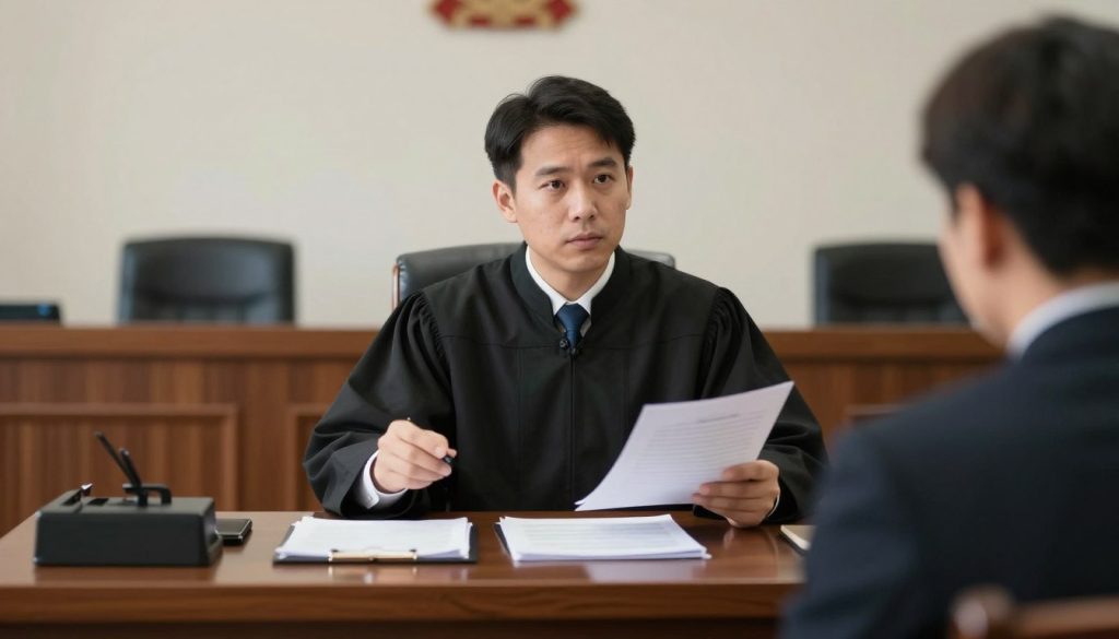 Prosecutor presenting domestic violence evidence in a California courtroom