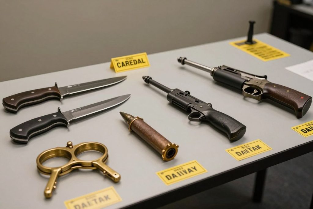 Various objects that can be classified as deadly weapons under California law